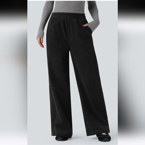 HALARA Black Wide-Leg Corduroy Pants